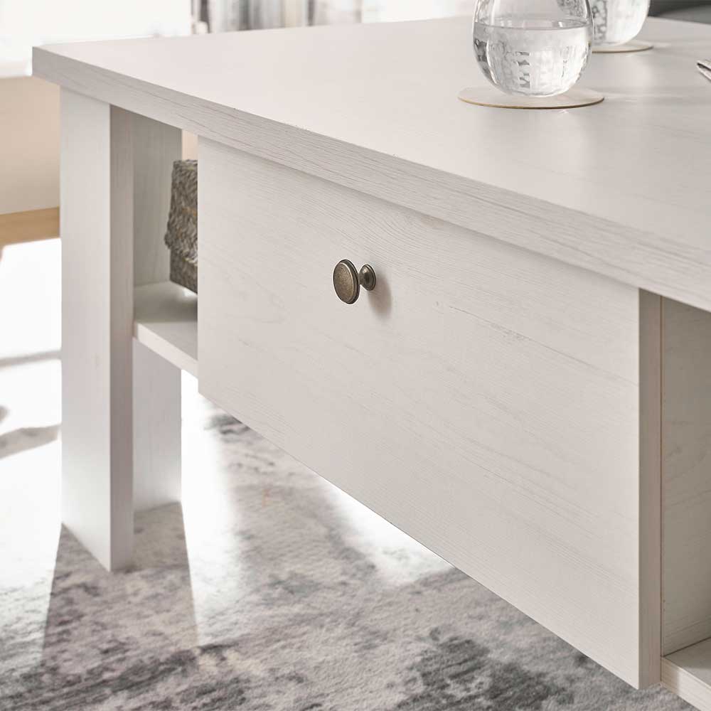 Wohnzimmer Tisch in weißer Holzoptik Pinie - Liancos