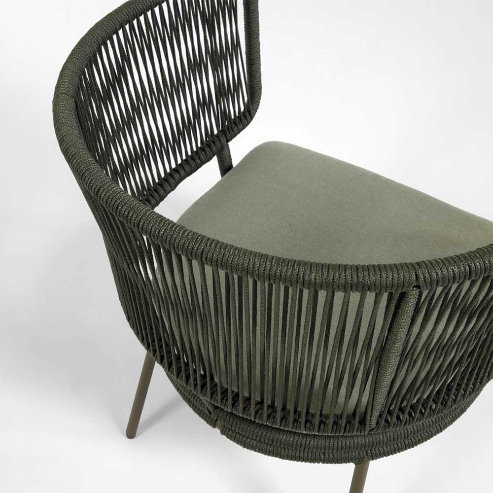 Dunkelgrüne Sessel aus Kordel - Floto (2er Set)
