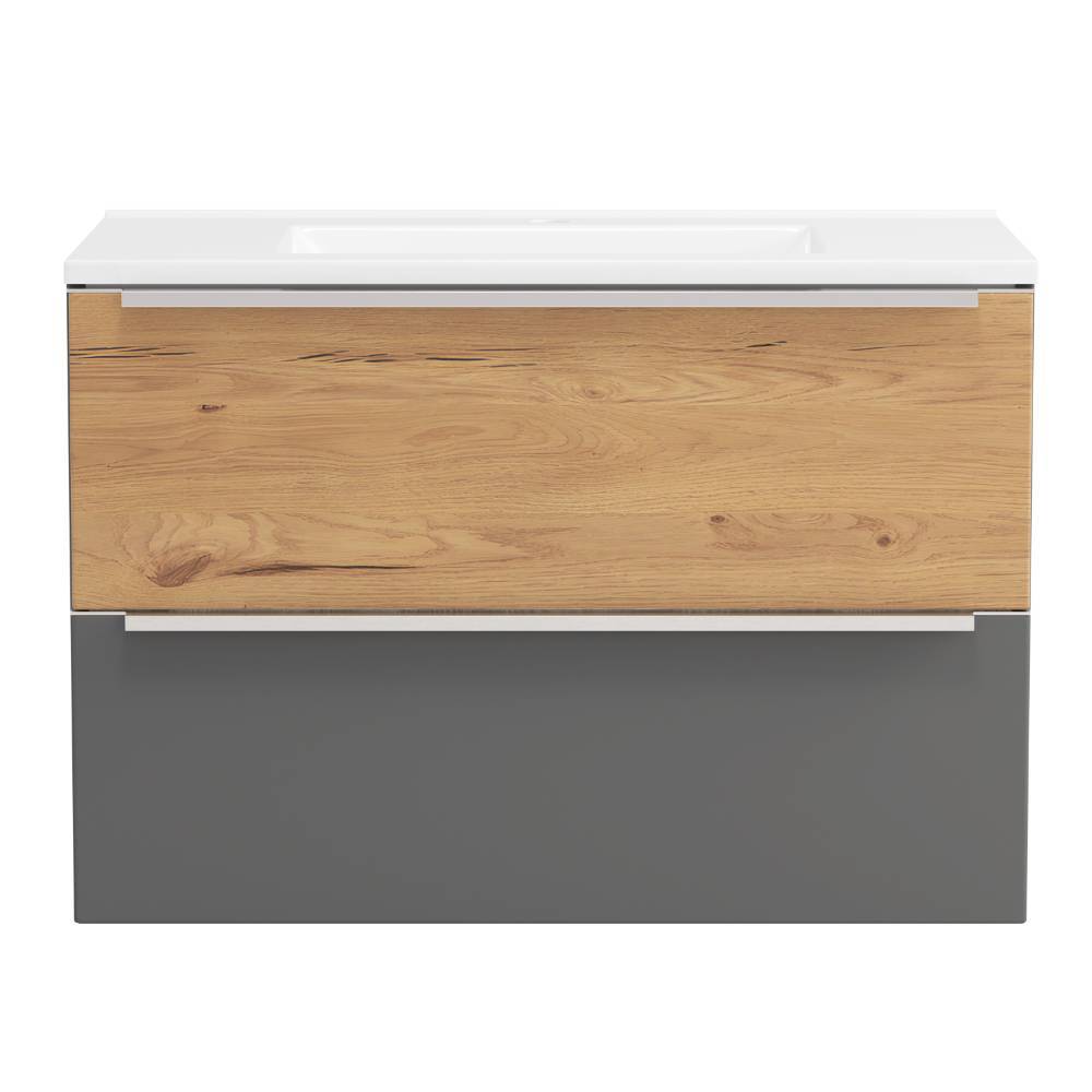 80cm Waschtisch mit Mineralgussbecken in Mattgrau - Reill