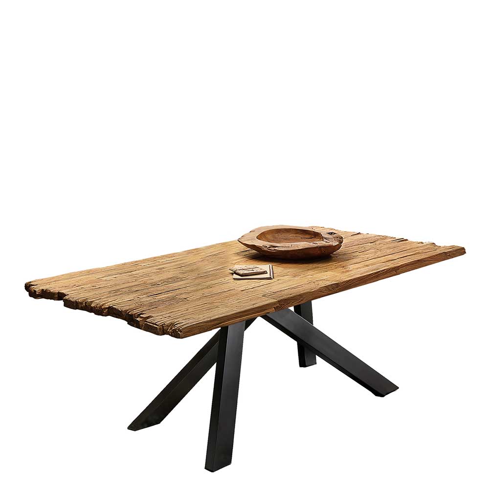 Esszimmertisch mit Altholz Platte aus Teak - Meet