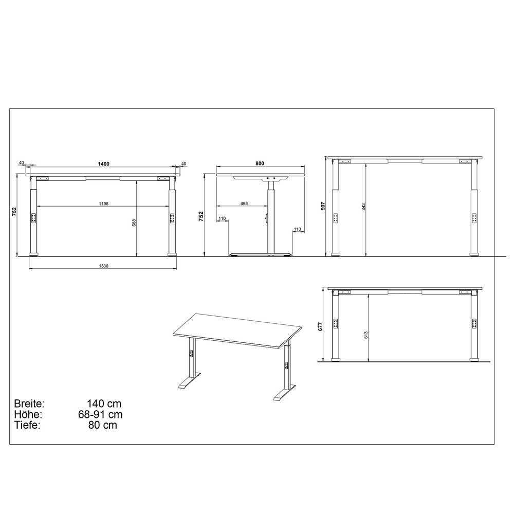 Höhenverstellbarer Schreibtisch modern - Tricky