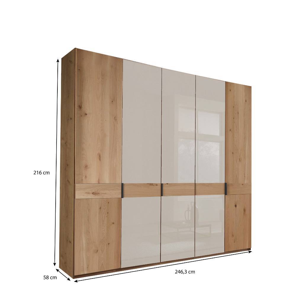 5-türiger Kleiderschrank in Eiche Bianco - Nikoba
