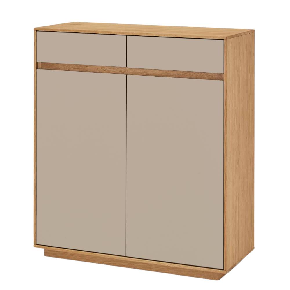 Hohe Kombi-Kommode in Taupe mit Holzrahmen und zwei Türen – Nova