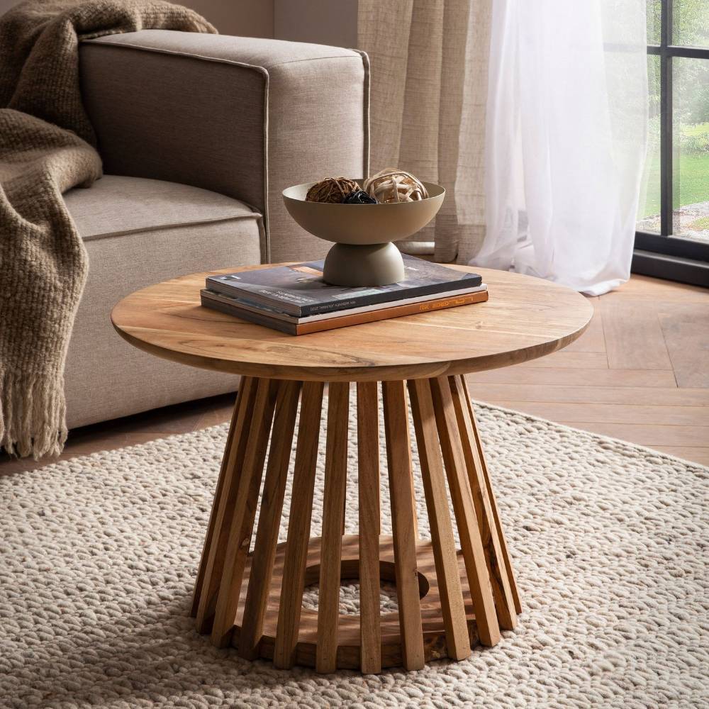 Akazienholz Couchtisch mit runder Platte - Earn