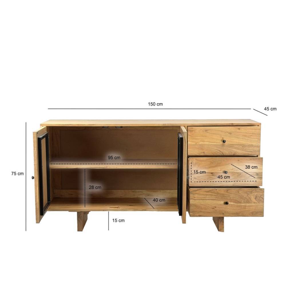 Design-Sideboard aus Akazienholz - Service