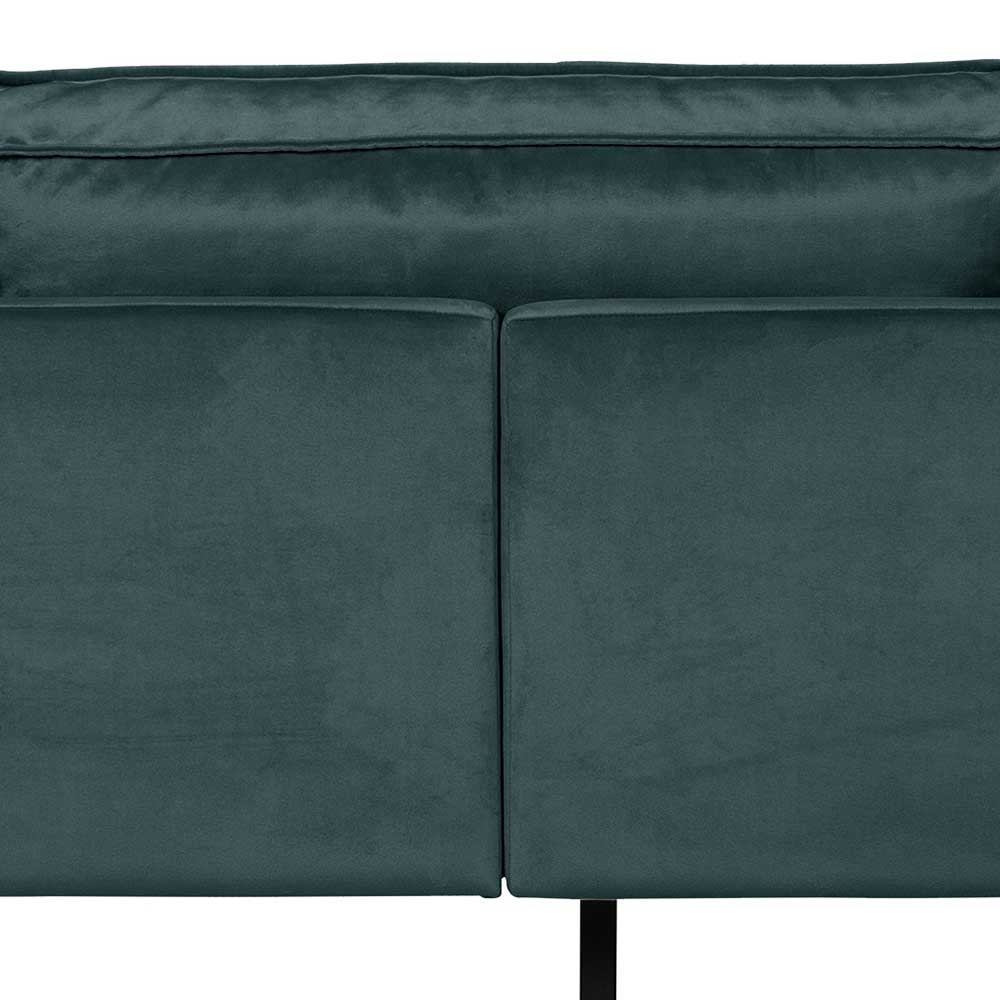 Samt 3 Sitzer Couch in Blau - Fledos