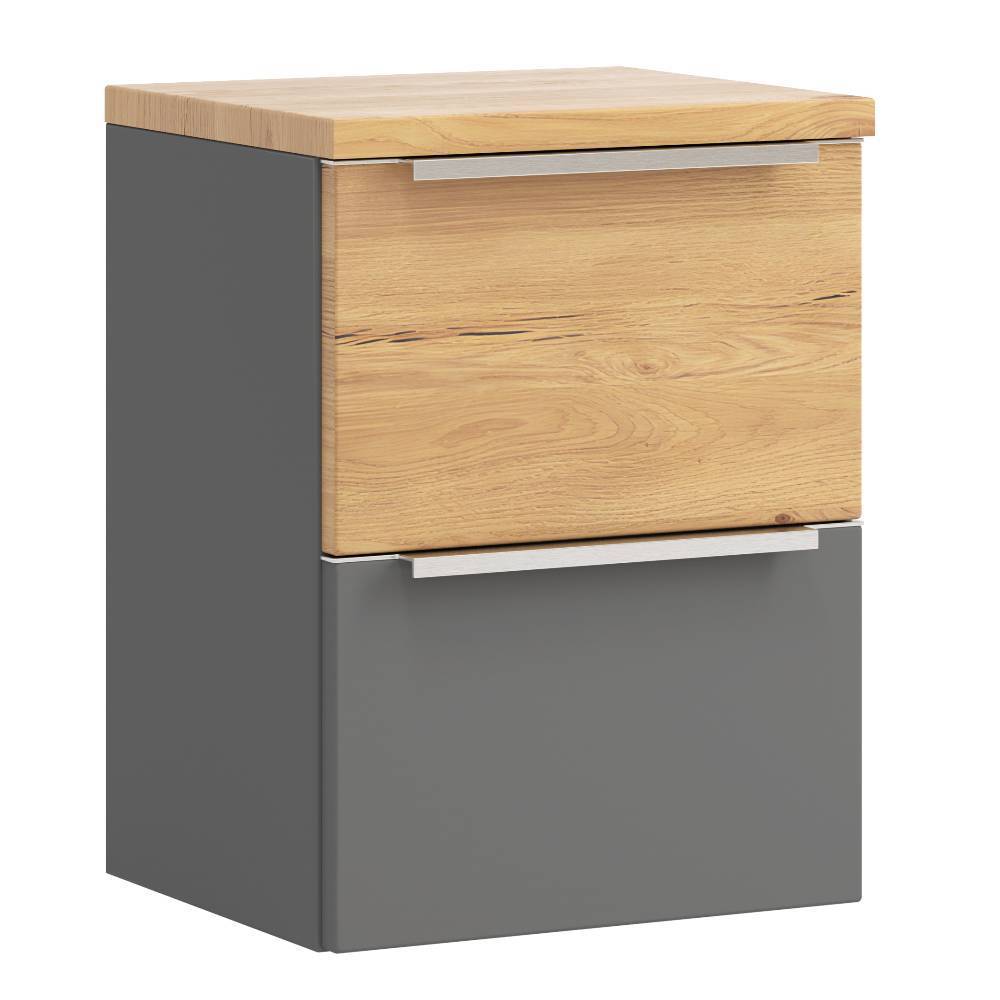 Hängender Bad-Schubladenschrank in Mattgrau - Reill