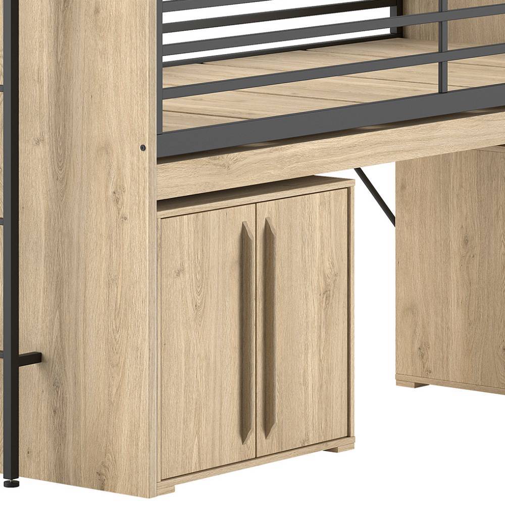 Integrierte Stauraum-Kommode mit zwei Türen unter dem Jugendbett in Holzoptik – Choice
