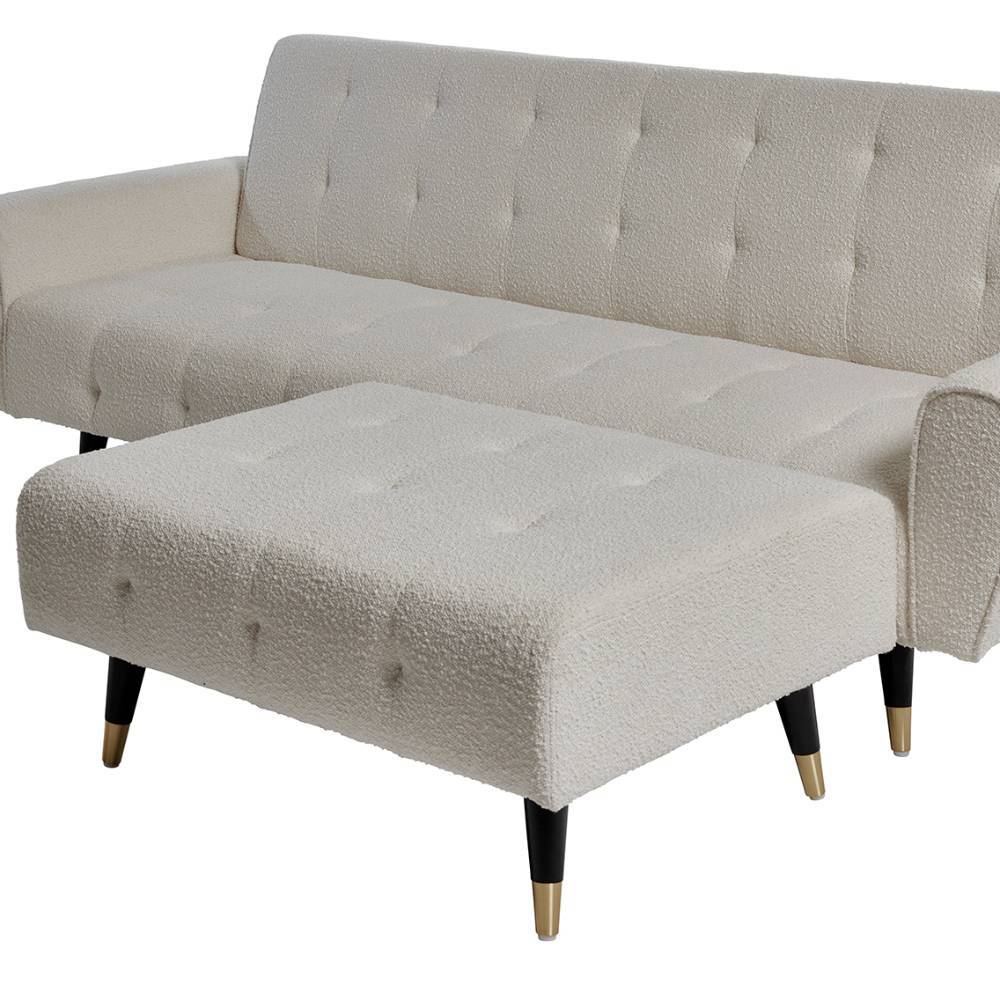 Couch und Hocker Set in Offwhite - Omegon (zweiteilig)