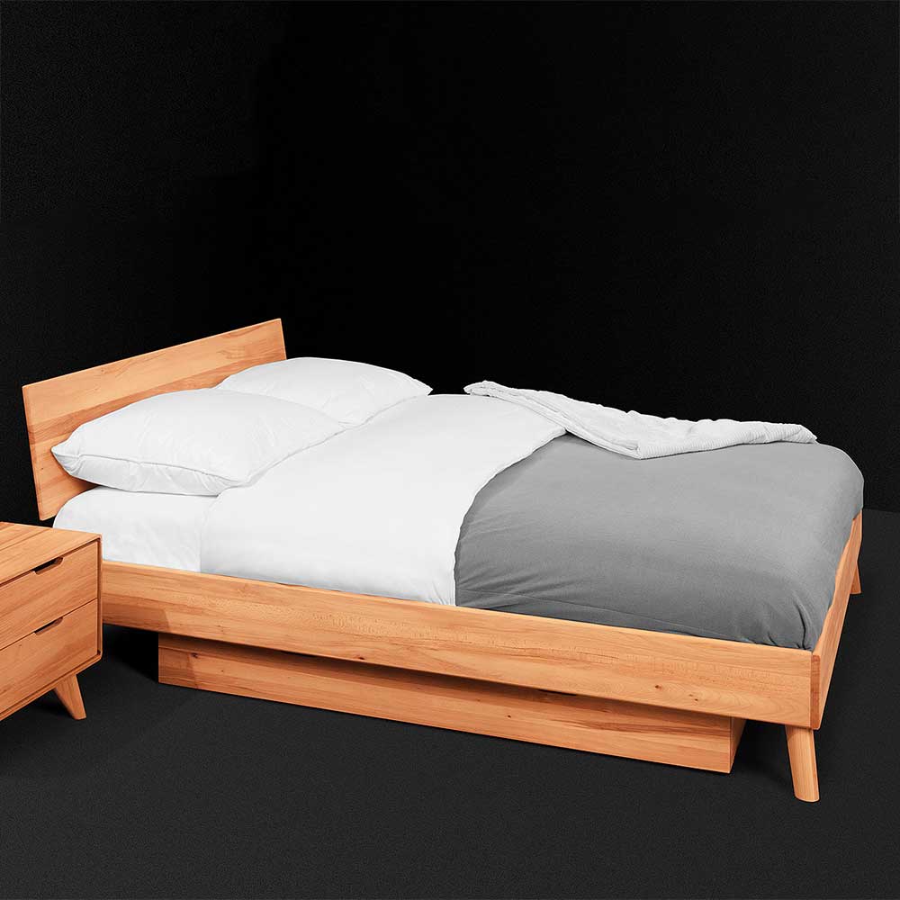 Kernbuche Single Bett mit Bettkasten - Junola