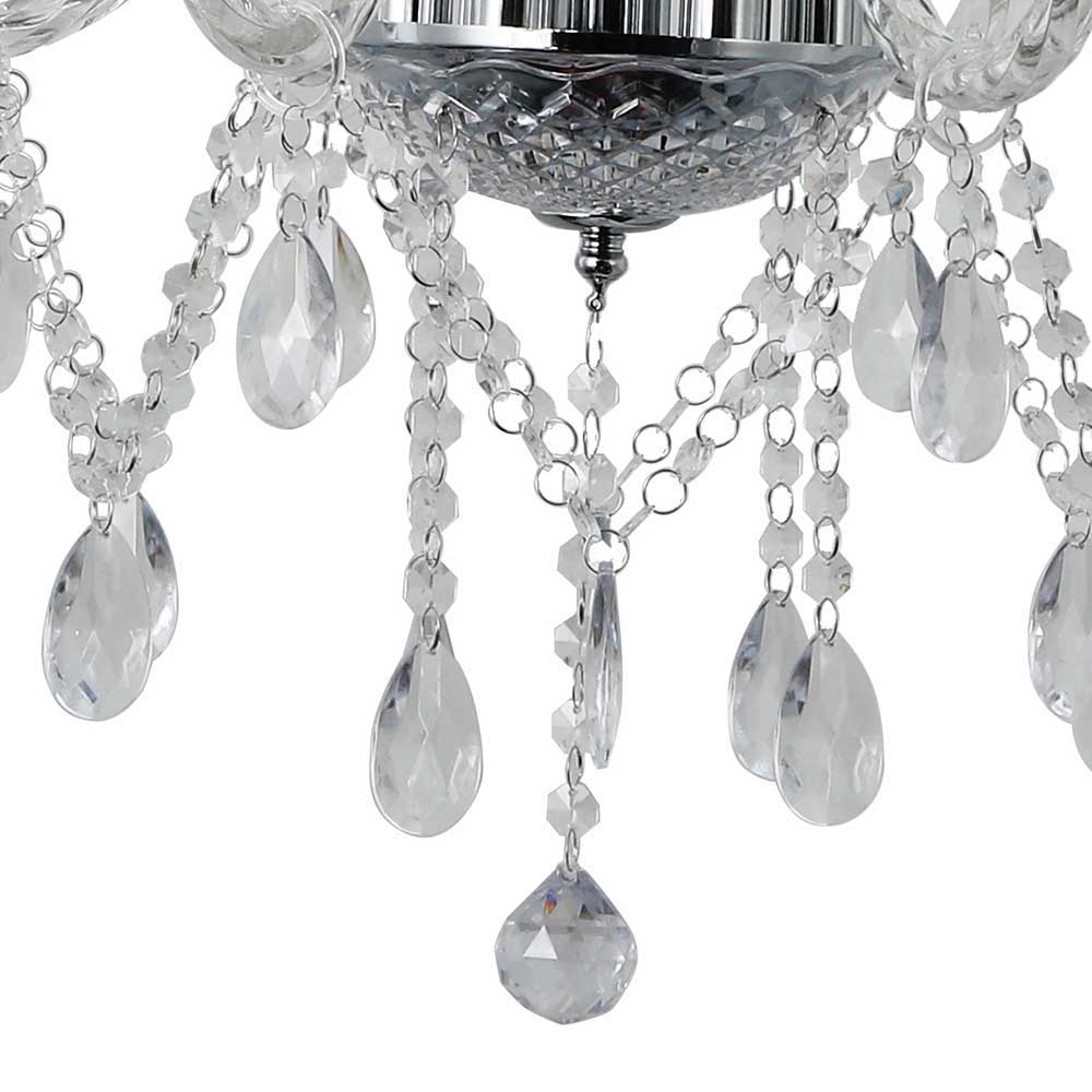 Transparenter Kronleuchter mit versetzten Lampen aus Acrylglas & Metall  Silber - Apel