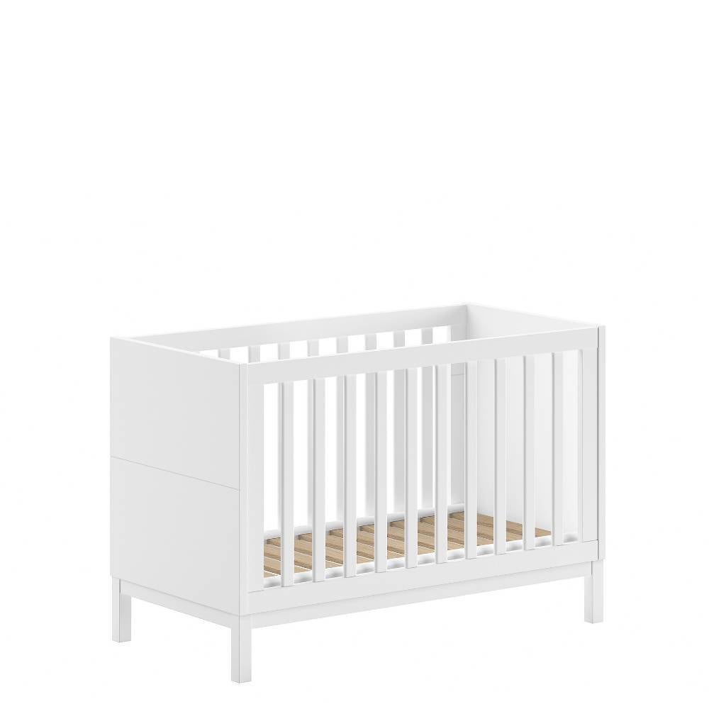 Weißes Gitterbett 60x120cm mit robustem Holzlattenrost für Babys – Crocinol
