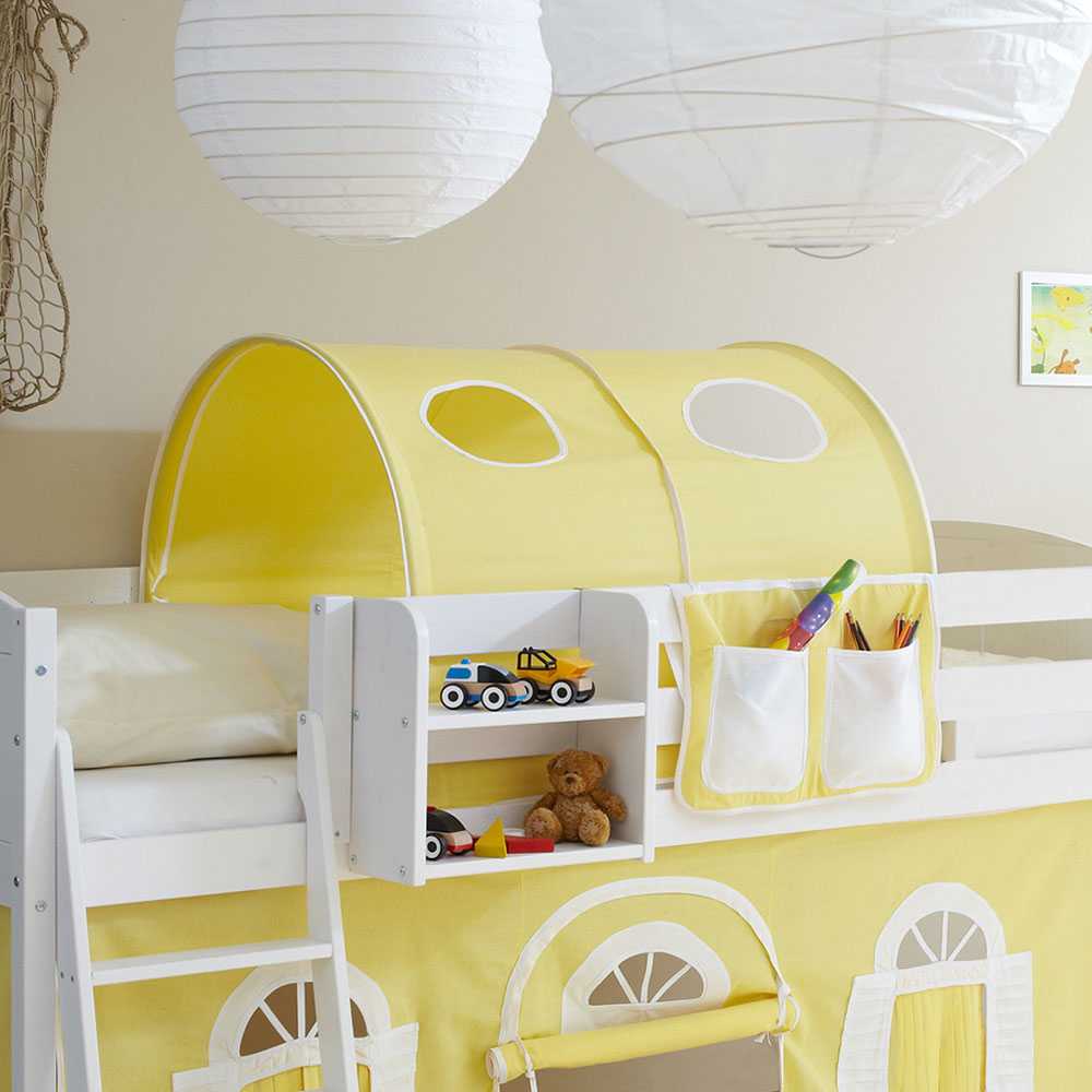 Kinderhochbett Clora in Gelb-Weiß