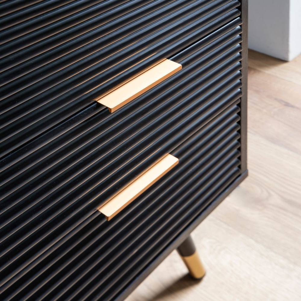 Retro Chic Highboard in Schwarz und Gold - Vacca