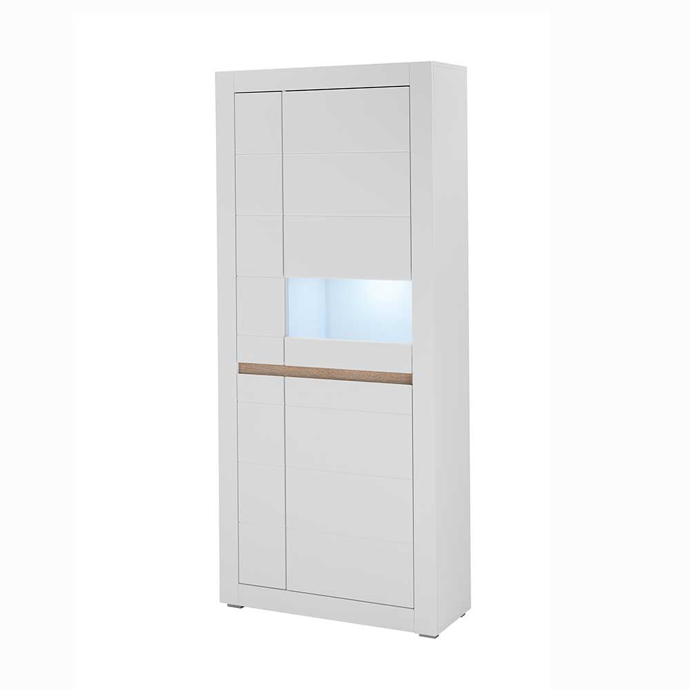 Vitrinenschrank in Weiß - 85x198x35 cm - Ilana