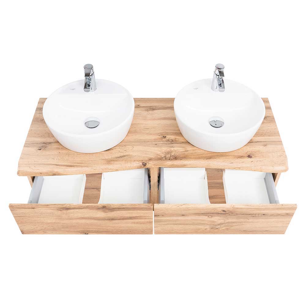 Waschkonsole mit 2 Becken & Spiegelschrank - Tofias (zweiteilig)