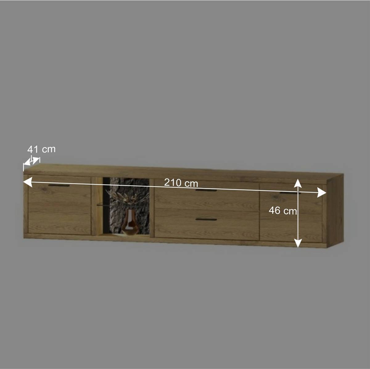 Design-Anbauwand in Wildeiche Bianco - Friburgo (dreiteilig)