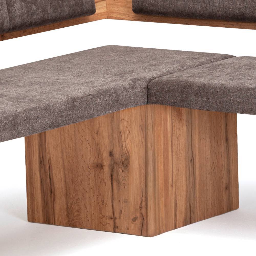 Eckelement der Sitzbank aus massivem Holz als stabile Verbindung im Esszimmer – Galpava