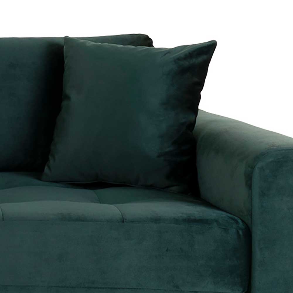 180x76x93 Samt Wohnzimmercouch in Dunkelgrün - Secilia