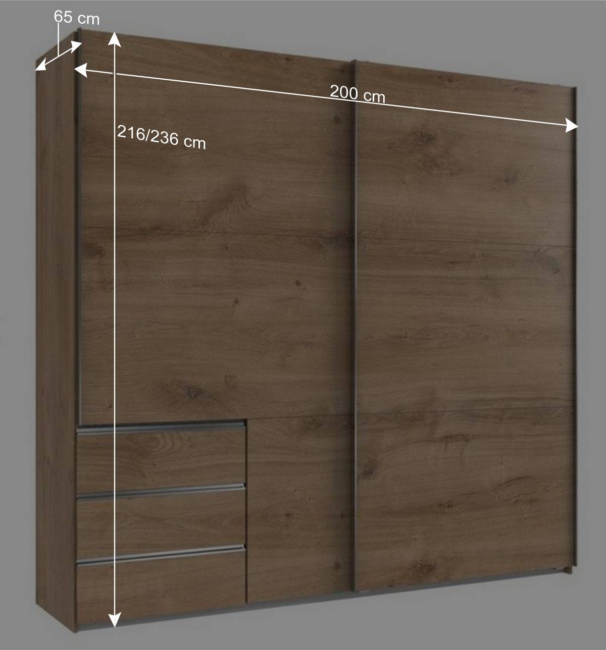 Schwebetürenschrank mit drei Schubladen - Dagidoyo