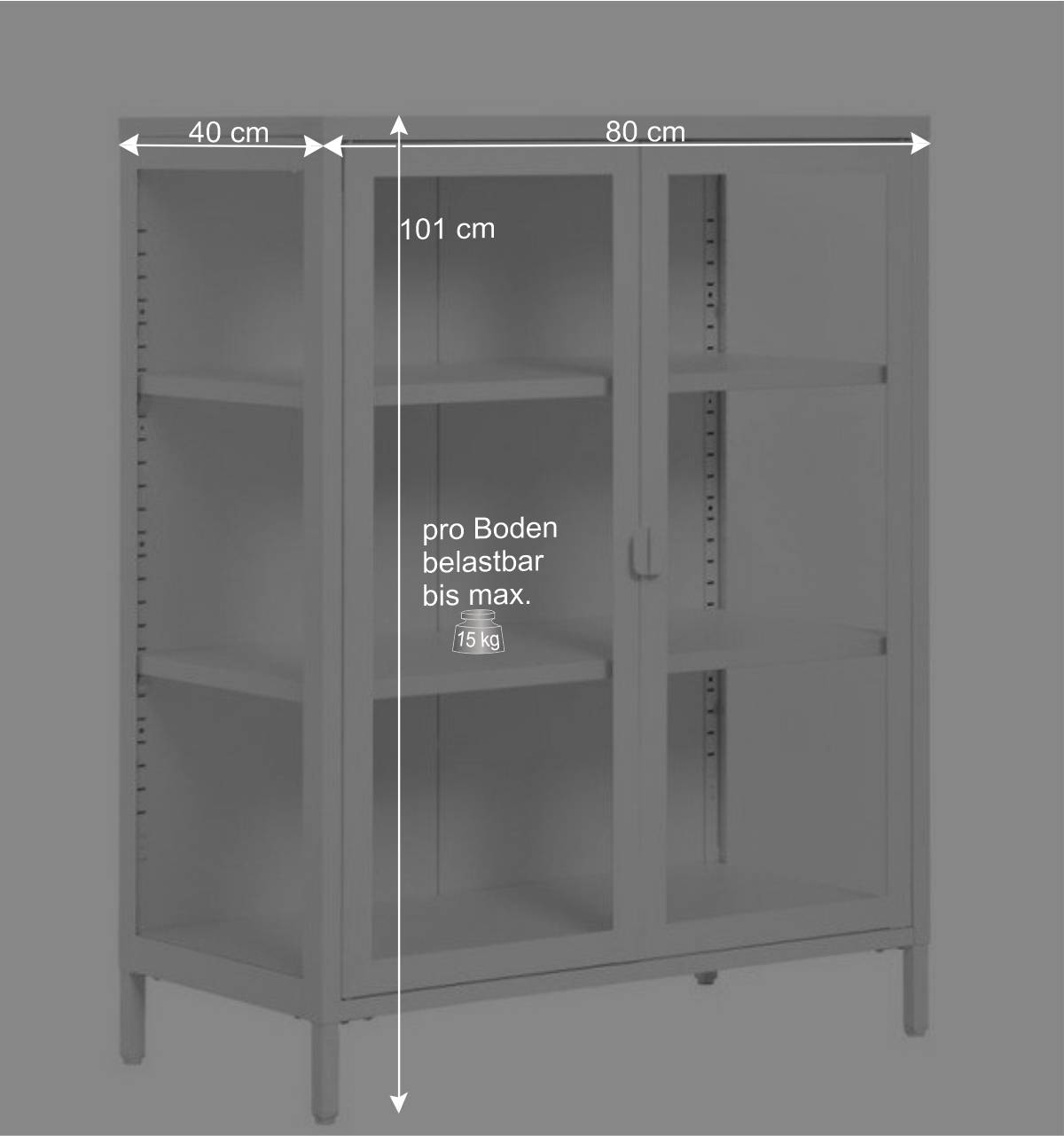 Niedrige Vitrine aus Stahl in Weiß - Sancrez