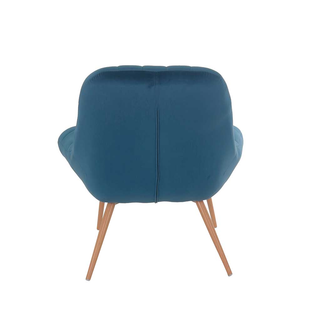 Blauer Samt Sessel ohne Armlehnen - Parca