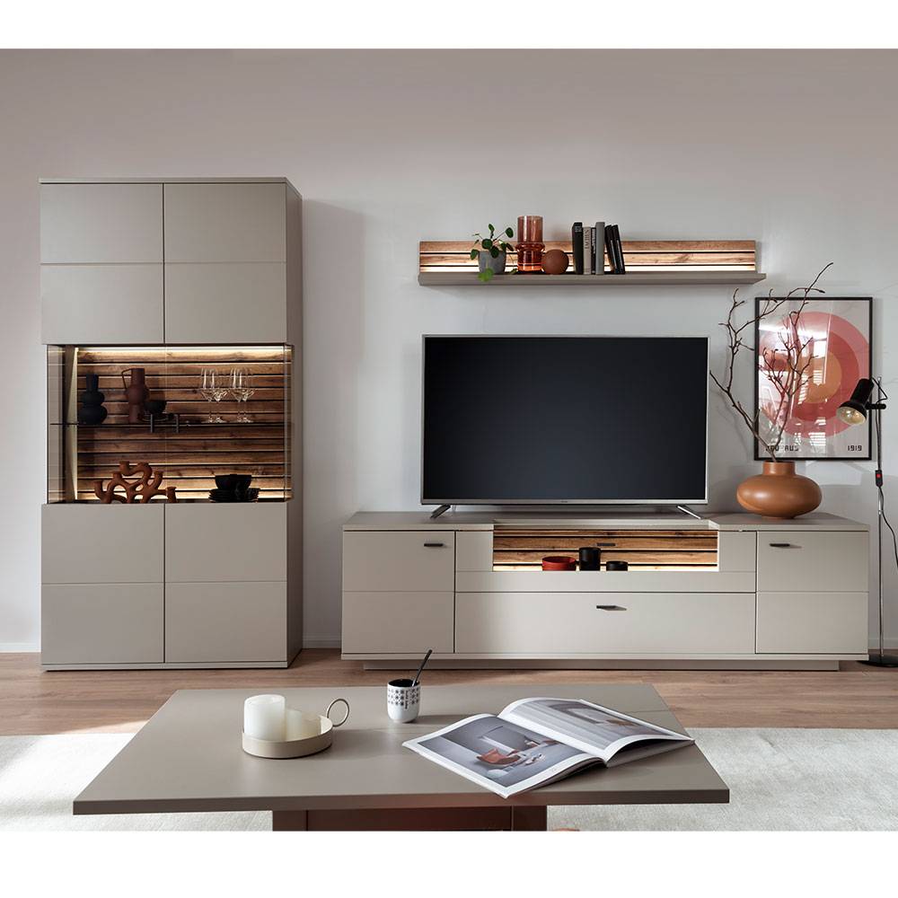 Wohnzimmer Anbauwand in Grau - Teorina (dreiteilig)