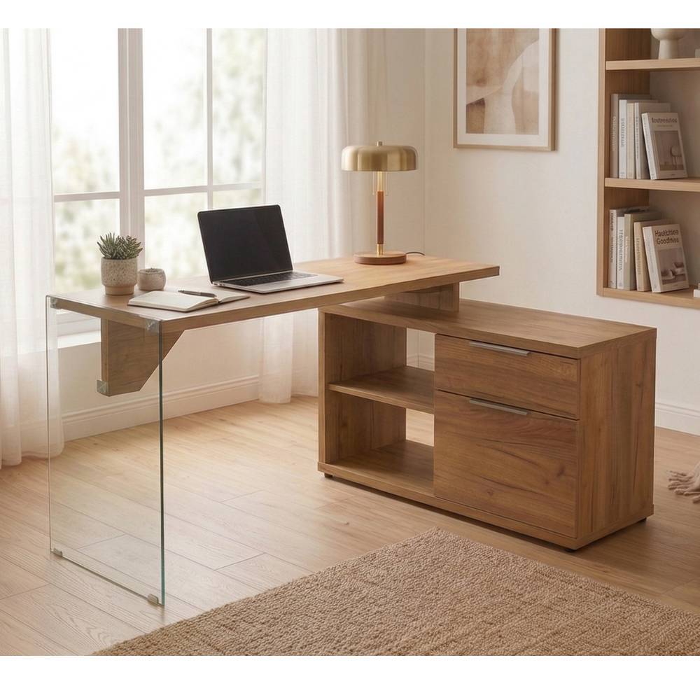 Design-Schreibtisch mit Seitenregal - Saloz