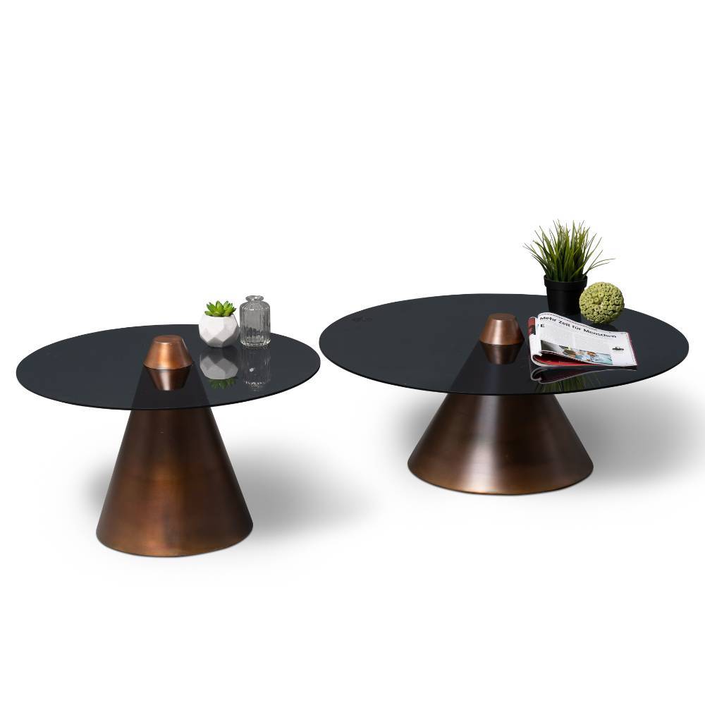 Glas-Couchtische mit Metallgestellen - Haruki (zweiteilig)