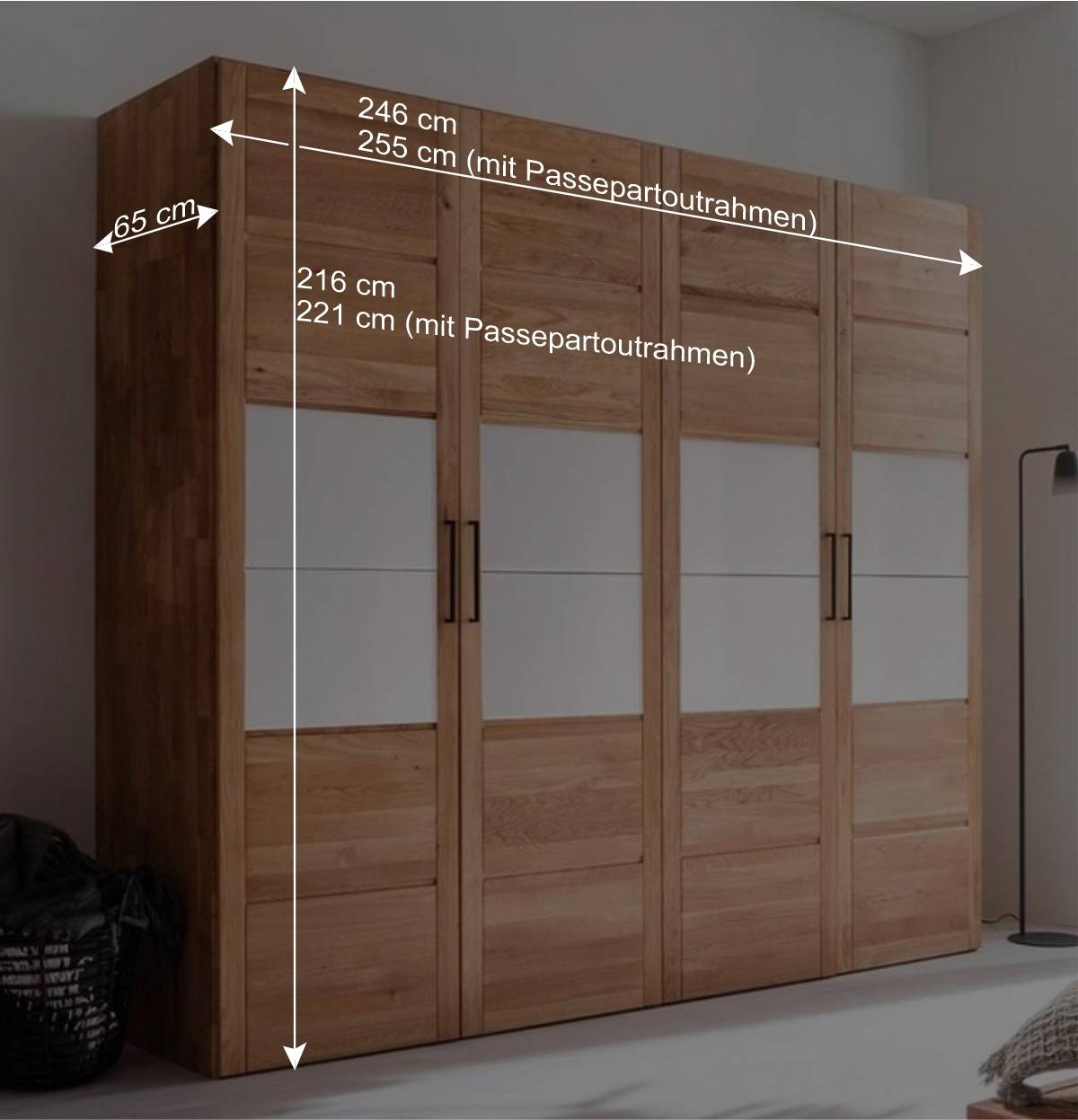4-türiger Schlafzimmerschrank aus massivem Holz - Zaisan