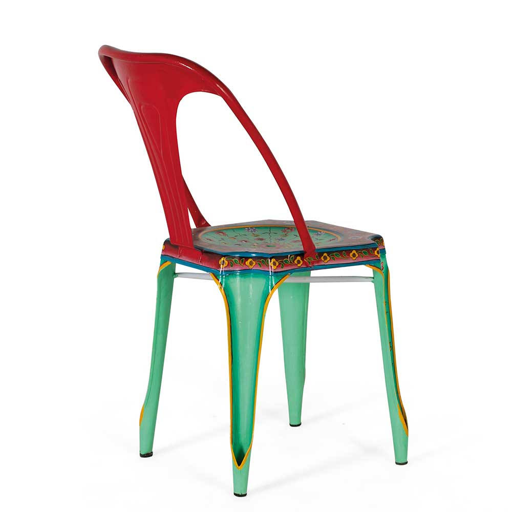 Design Metallstühle Bunt - floral gemustert - Numento (2er Set)