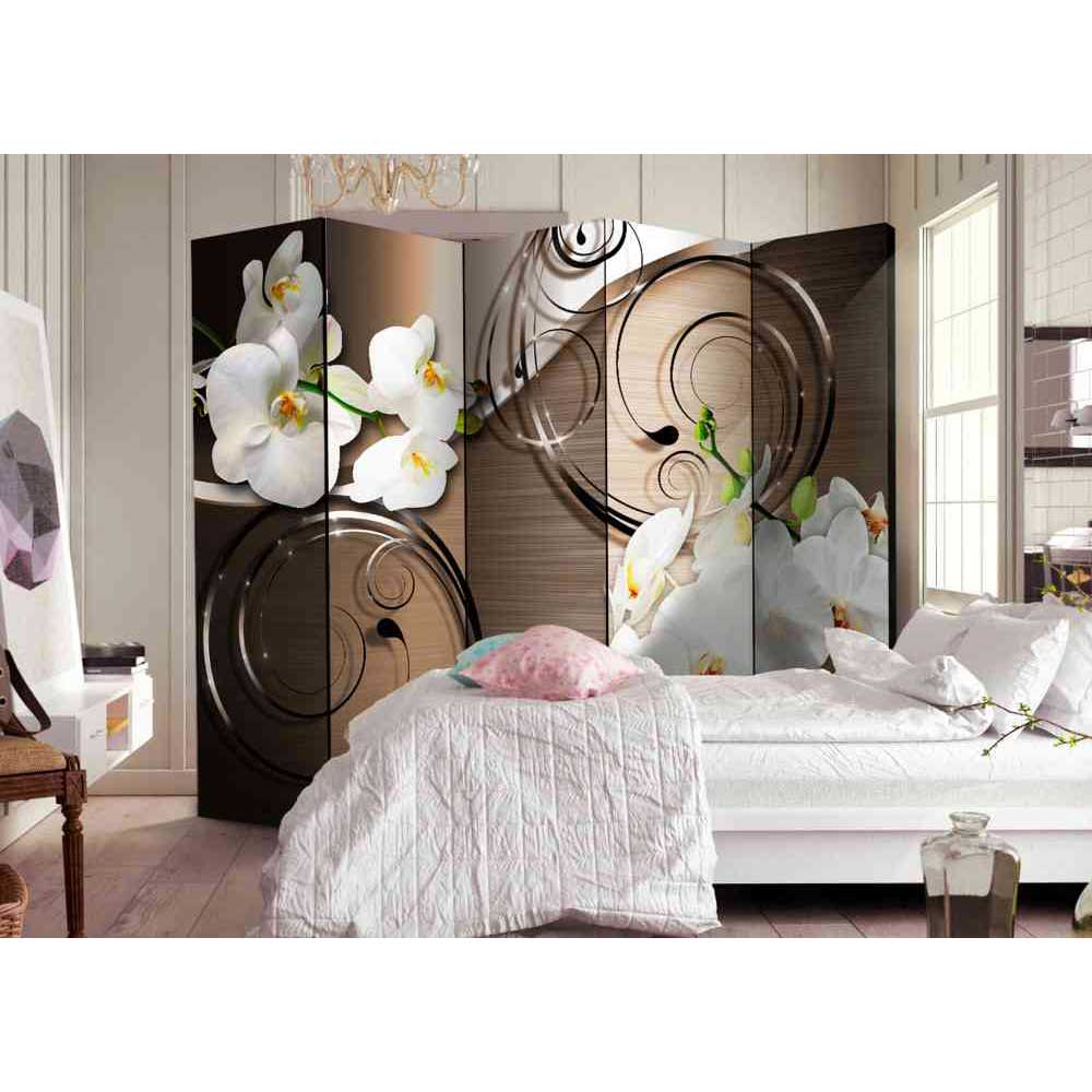 Brauner Design Paravent mit Orchideen - Armele