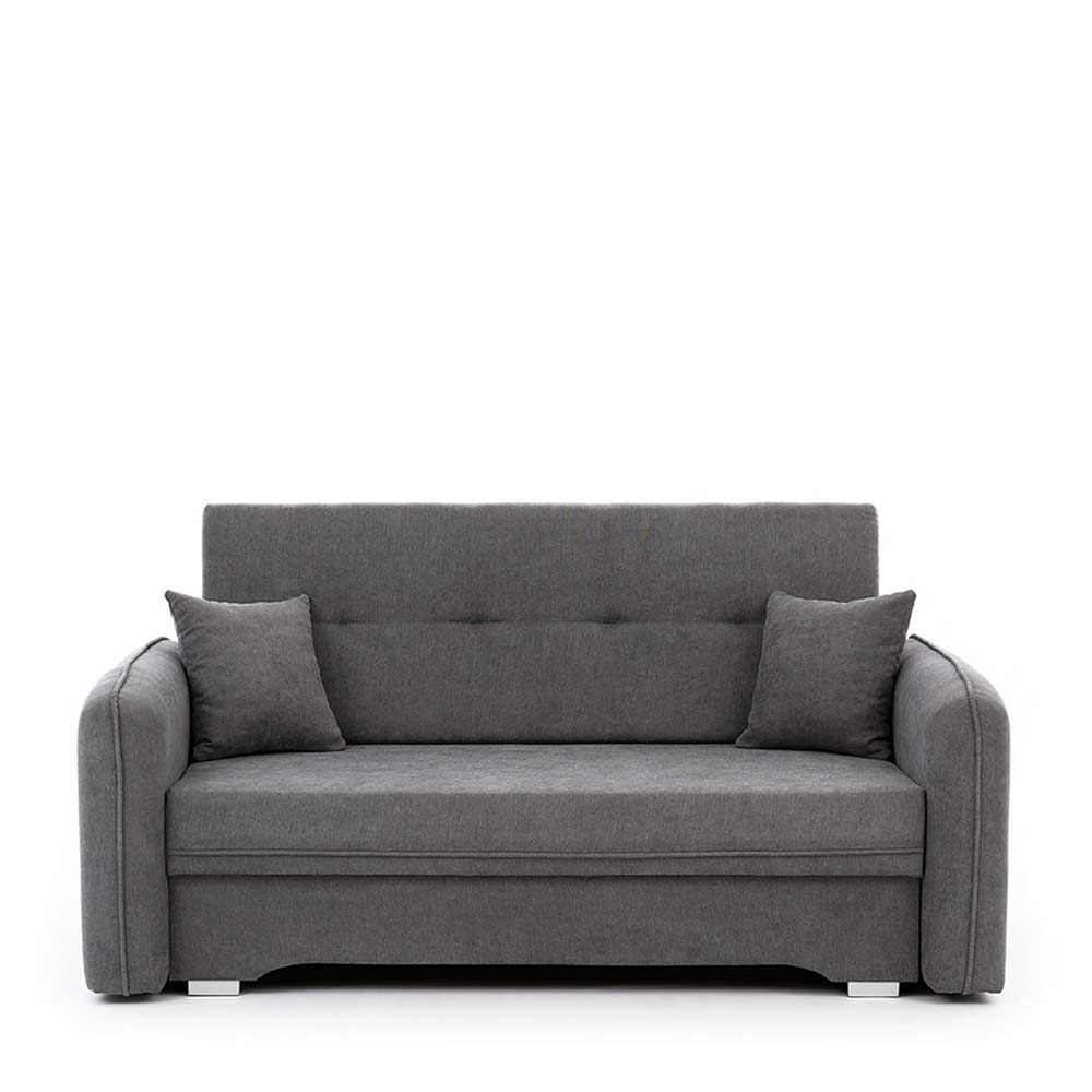 Bettcouch mit Federkern aus Velours Dunkelgrau - Lictona