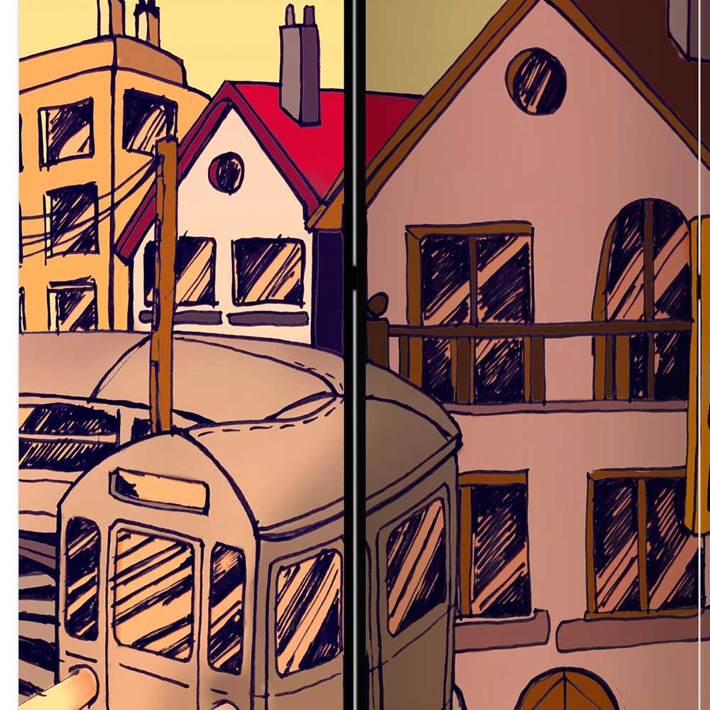 Comic Motiv Paravent mit Stadt Ansicht - Barna