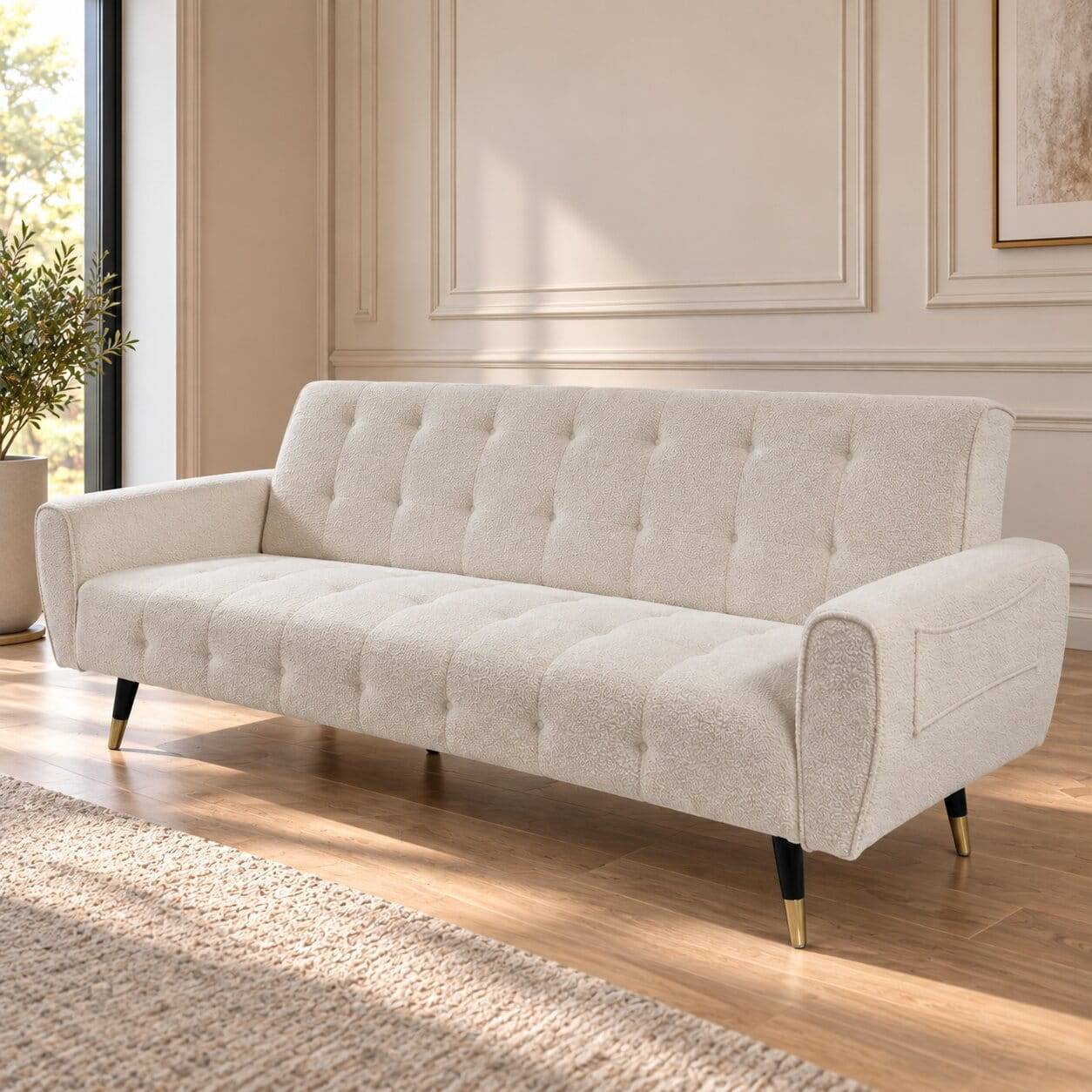 Schlafcouch in Offwhite Boucle - Omegon