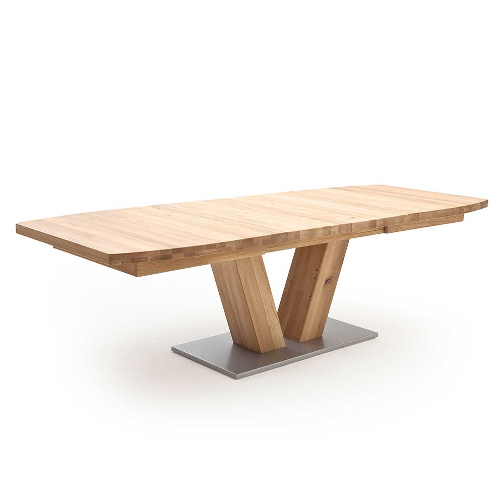 V-Fuß Holztisch in Eiche Bianco - Lucianro