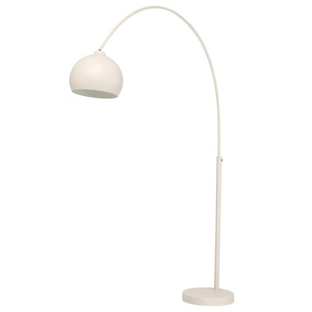 Moderne beigefarbene Bogenleuchte mit stabilem Standfu R und gebogenem Arm ideal als Leselampe R Token