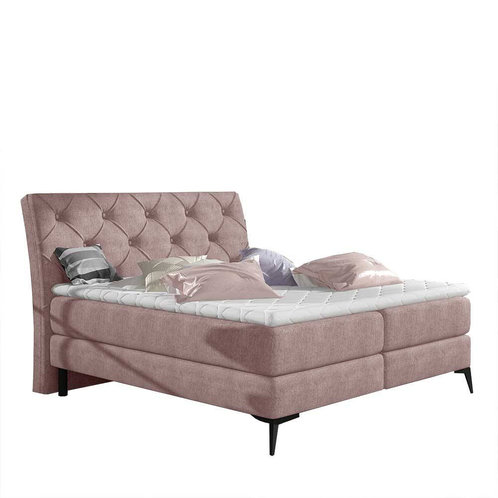 Chesterfield Stoffbett in Hellrosa - Askola