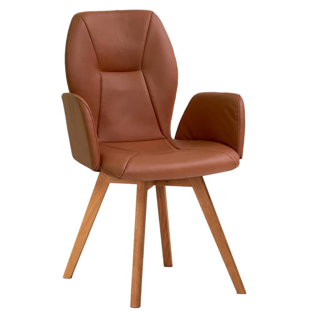 Design-Armlehnenstuhl in Cognac Braun - Poy