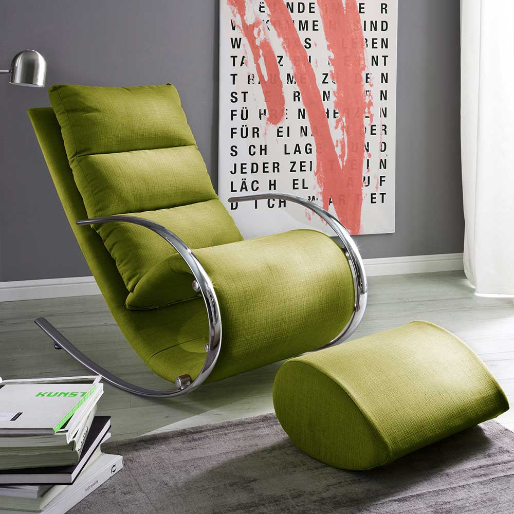 Design Relax Sessel in Grün & Chrom - Dominicas (zweiteilig)