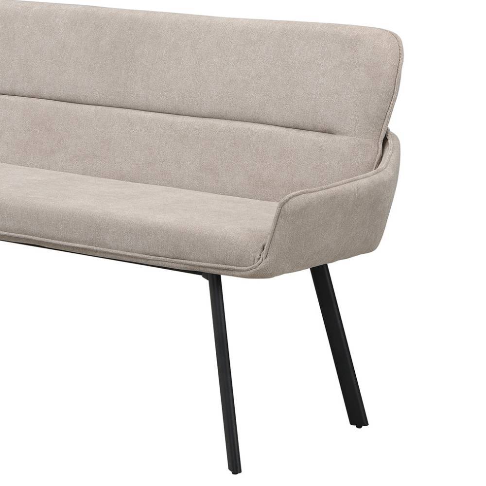 Schräge Ansicht des bequemen Zweisitzer Sofas mit Armlehnen und schwarzen Beinen – Fridoloria