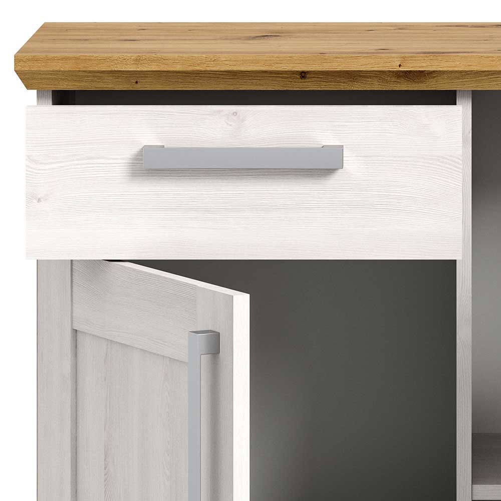 Landhaus Kommode in Holzoptik Lärche Weiß - Tocella