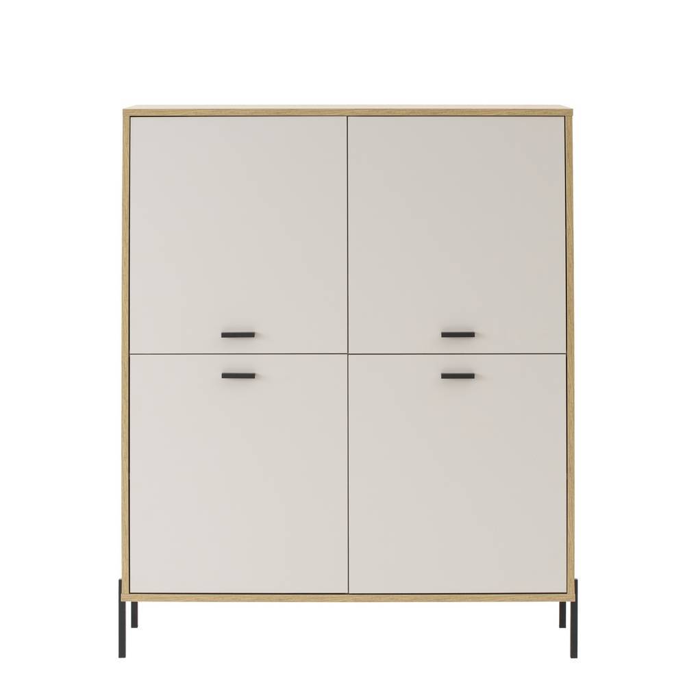 4-türiges Highboard in Beige und Eiche Holzoptik - Dasanti