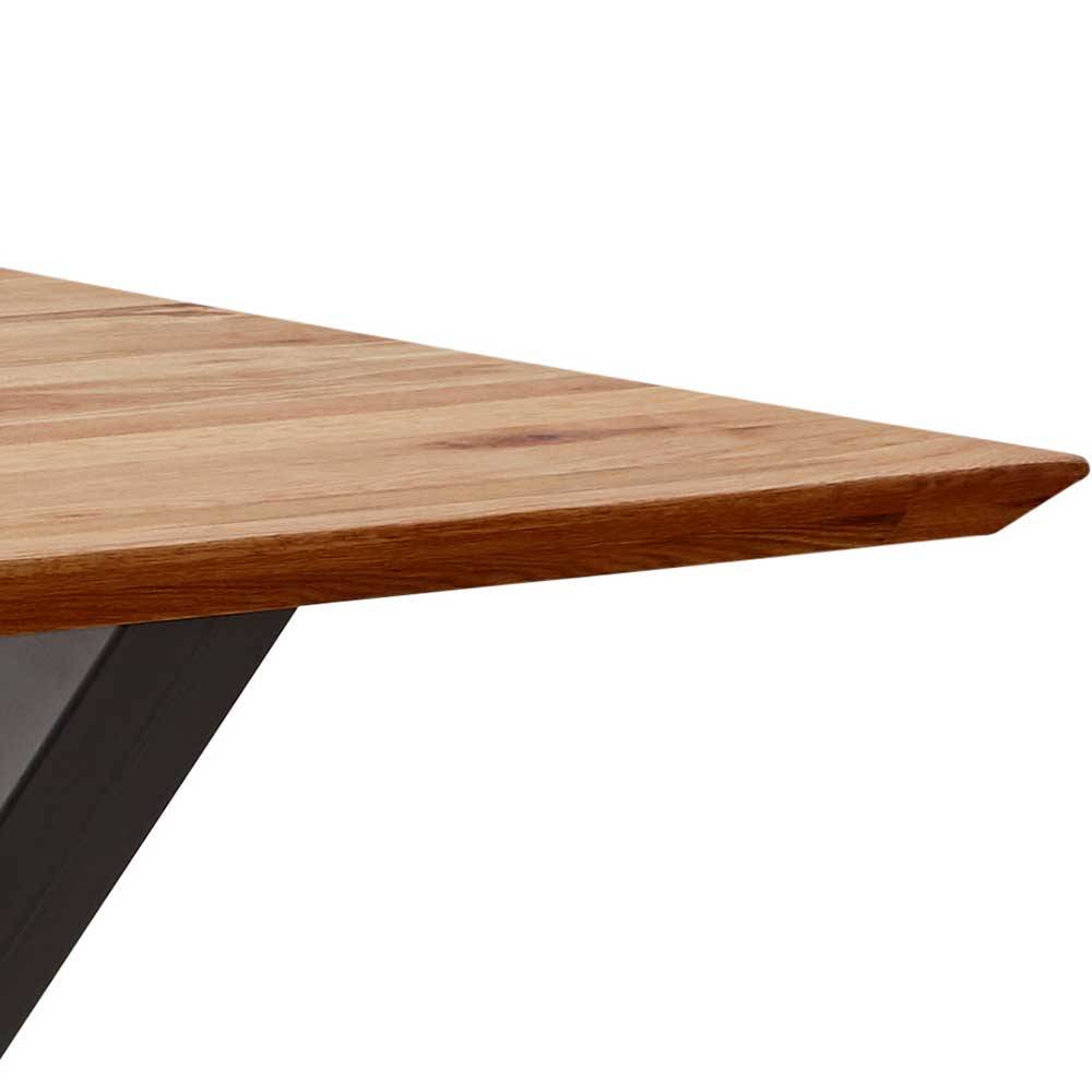 X-Bein Esszimmertisch mit Holzplatte Schweizer Kante - Filigrano