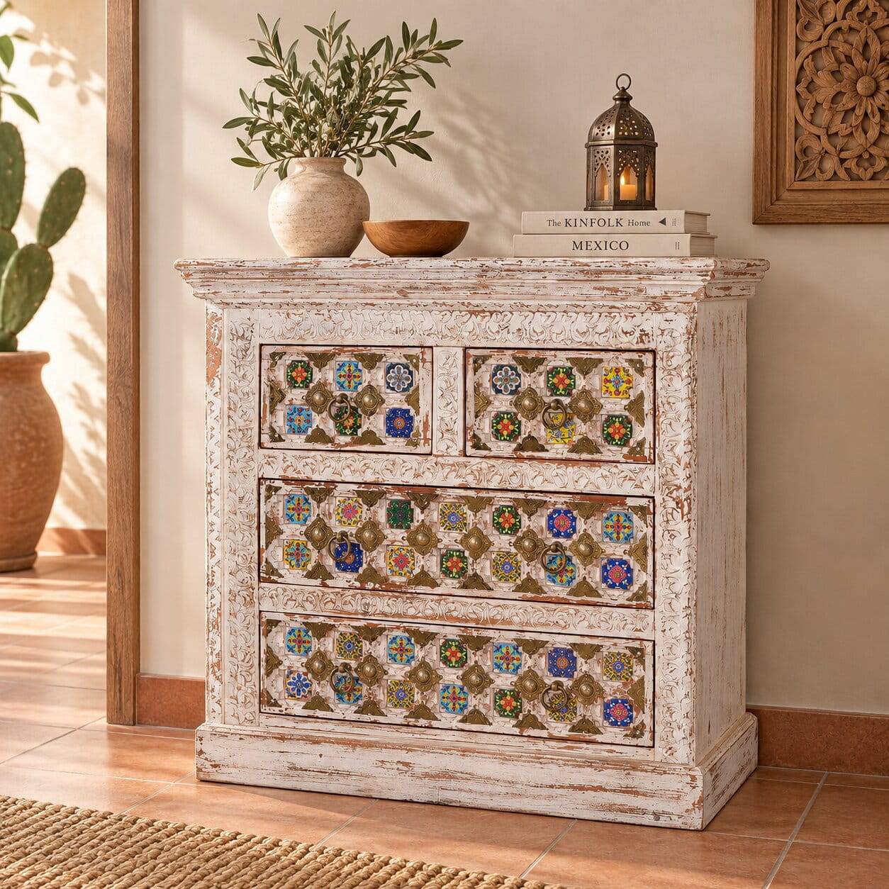 Shabby Chic Kommode in Antikweiß - Mirell