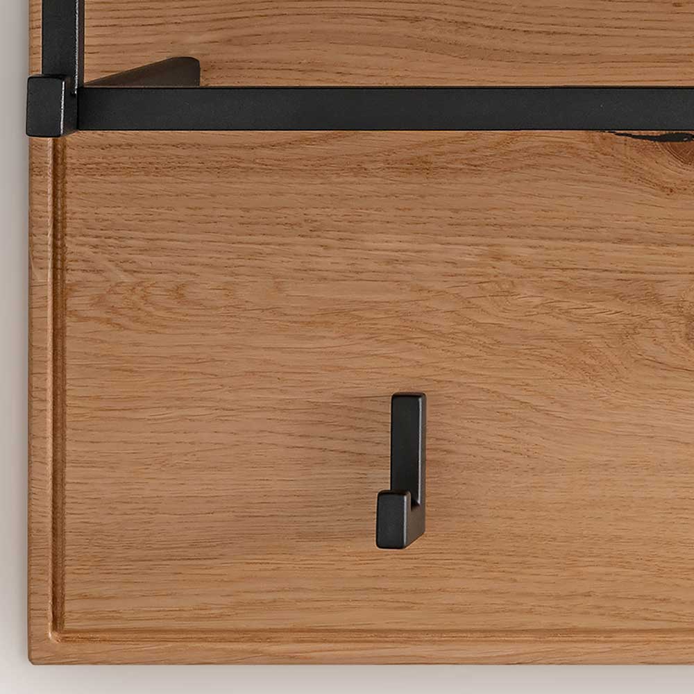 Wandgarderobe aus Asteiche Massivholz und Metall - Zonga