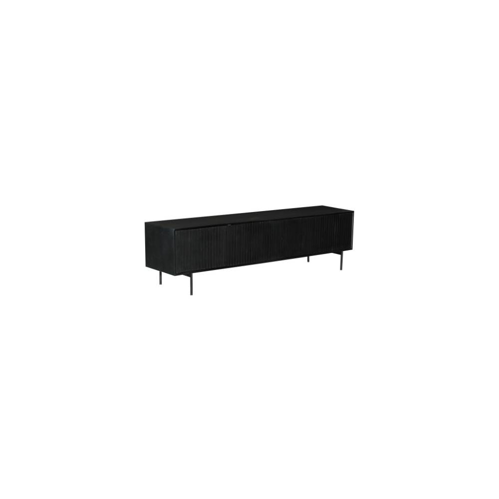 Schwarzes Lowboard mit geriffelter Front und schwarzen Metallfüßen – Jusitc