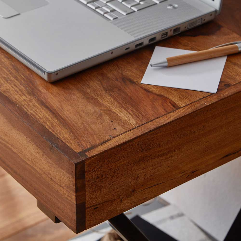 Industrial Design Schreibtisch aus Sheesham Holz - Apolon