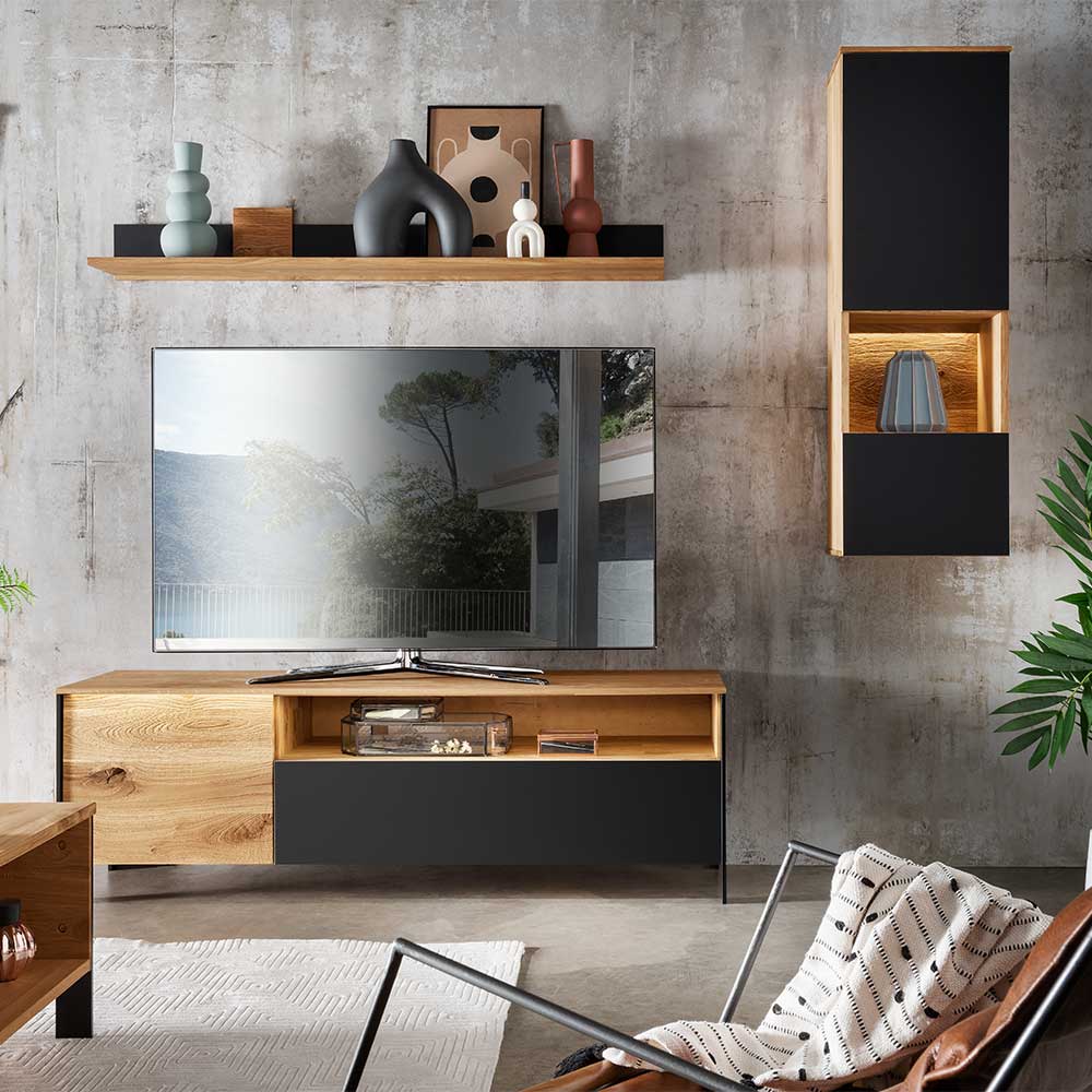 TV Wohnwand Möbelset 194 cm breit - Viligrana (dreiteilig)