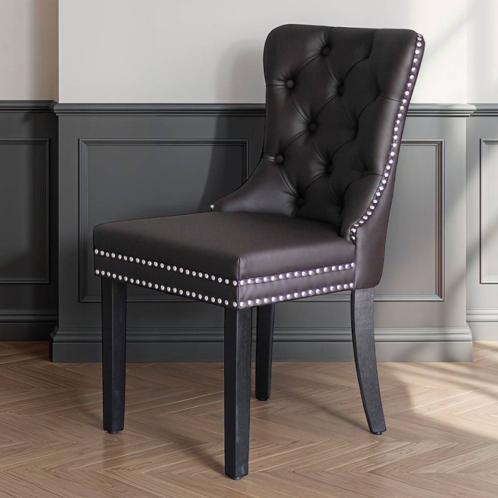 Chesterfield Polsterstühle in Dunkelbraun - Bellatrix (2er Set)
